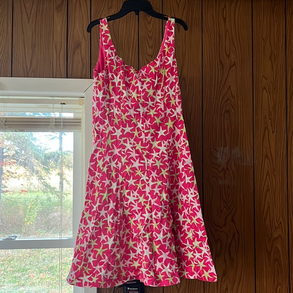 Summer a-line pink dress with starfish